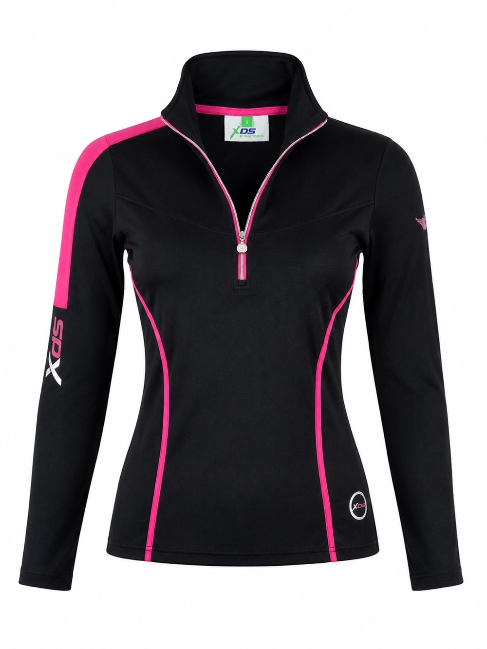 Daily Sports XDS Golf Women Long Sleeve Turtle Neck 1/4 Zip Black & Pink Top - S